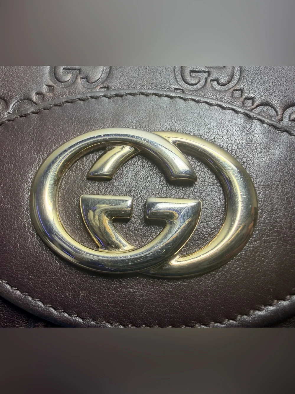 COA-Included Gucci Dark Brown GG Embossed Leather Long Wallet with Gold Hardware - Picture 3 of 16